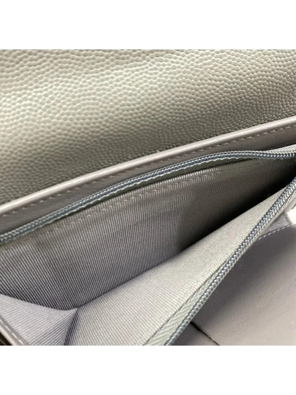 Chanel Trifold Wallet Quilted Gray Gold